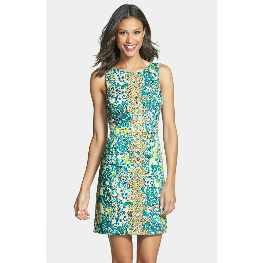 Lilly Pulitzer Ember Sea Oat Escapades In The Everglades Printed Shift Dress 0
